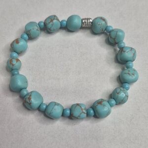 Bohemian Square Natural Stone Turquoise Beaded Bracelet